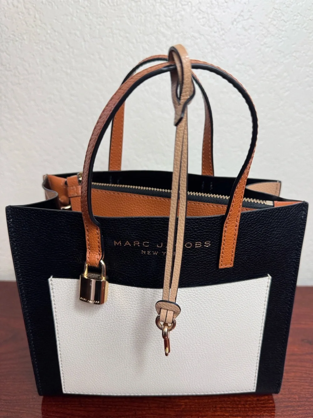 Marc Jacobs Black, White & Tan Colorblock Satchel
